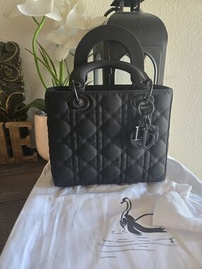 Black Quilted Top-Handle Women's Bag with Charm